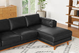 Valencia Artisan Top Grain Leather Three Seats with Right Chaise Sofa, Black