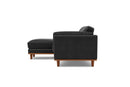 Valencia Artisan Top Grain Leather Three Seats with Left Chaise Sofa, Black