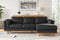 Valencia Artisan Top Grain Leather Three Seats with Right Chaise Sofa, Black