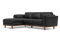 Valencia Artisan Top Grain Leather Three Seats with Left Chaise Sofa, Black