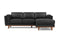Valencia Artisan Top Grain Leather Three Seats with Right Chaise Sofa, Black