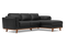 Valencia Artisan Top Grain Leather Three Seats with Right Chaise Sofa, Black