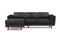 Valencia Artisan Top Grain Leather Three Seats with Left Chaise Sofa, Black