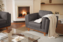 Valencia Artisan Top Grain Leather Accent Chair, Modern Grey