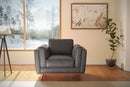 Valencia Artisan Top Grain Leather Accent Chair, Modern Grey