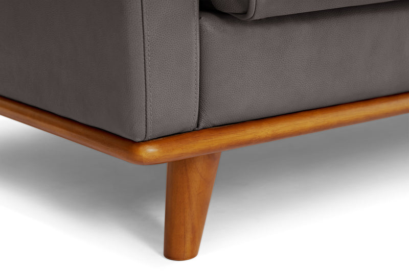Valencia Artisan Top Grain Leather Accent Chair, Modern Grey