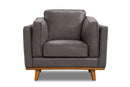 Valencia Artisan Top Grain Leather Accent Chair, Modern Grey