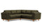 Valencia Artisan Top Grain Leather L-Shape Corner Sectional Sofa, Olive Green