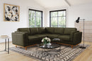 Valencia Artisan Top Grain Leather L-Shape Corner Sectional Sofa, Olive Green