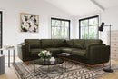 Valencia Artisan Top Grain Leather L-Shape Corner Sectional Sofa, Olive Green