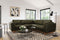 Valencia Artisan Top Grain Leather L-Shape Corner Sectional Sofa, Olive Green