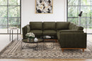 Valencia Artisan Top Grain Leather L-Shape Corner Sectional Sofa, Olive Green