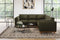 Valencia Artisan Top Grain Leather L-Shape Corner Sectional Sofa, Olive Green