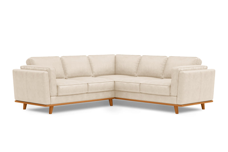 Valencia Artisan Top Grain Leather L-Shape Corner Sectional Sofa, Beige