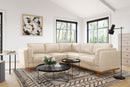 Valencia Artisan Top Grain Leather L-Shape Corner Sectional Sofa, Beige