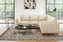 Valencia Artisan Top Grain Leather L-Shape Corner Sectional Sofa, Beige