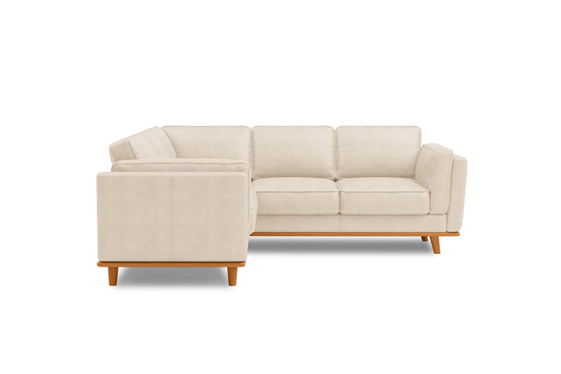 Valencia Artisan Top Grain Leather L-Shape Corner Sectional Sofa, Beige