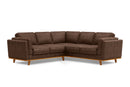 Valencia Artisan Top Grain Leather L-Shape Corner Sectional Sofa, Dark Chocolate