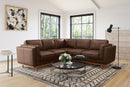 Valencia Artisan Top Grain Leather L-Shape Corner Sectional Sofa, Dark Chocolate