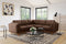 Valencia Artisan Top Grain Leather L-Shape Corner Sectional Sofa, Dark Chocolate
