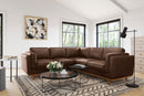 Valencia Artisan Top Grain Leather L-Shape Corner Sectional Sofa, Dark Chocolate