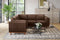 Valencia Artisan Top Grain Leather L-Shape Corner Sectional Sofa, Dark Chocolate