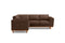 Valencia Artisan Top Grain Leather L-Shape Corner Sectional Sofa, Dark Chocolate