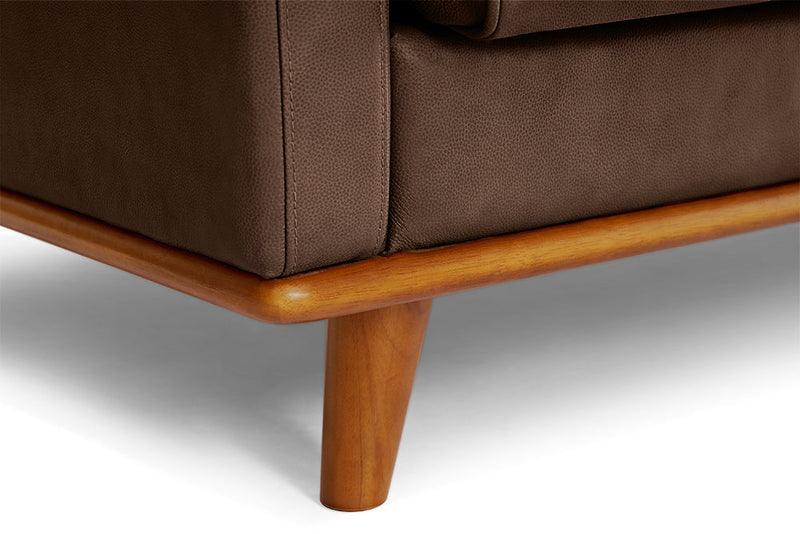 Valencia Artisan Top Grain Leather L-Shape Corner Sectional Sofa, Dark Chocolate
