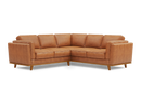 Valencia Artisan Top Grain Leather L-Shape Corner Sectional Sofa, Cognac
