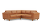 Valencia Artisan Top Grain Leather L-Shape Corner Sectional Sofa, Cognac