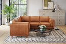 Valencia Artisan Top Grain Leather L-Shape Corner Sectional Sofa, Cognac