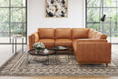 Valencia Artisan Top Grain Leather L-Shape Corner Sectional Sofa, Cognac
