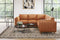 Valencia Artisan Top Grain Leather L-Shape Corner Sectional Sofa, Cognac