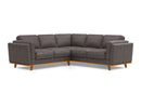 Valencia Artisan Top Grain Leather L-Shape Corner Sectional Sofa, Modern Grey