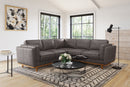 Valencia Artisan Top Grain Leather L-Shape Corner Sectional Sofa, Modern Grey