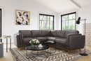 Valencia Artisan Top Grain Leather L-Shape Corner Sectional Sofa, Modern Grey