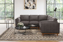 Valencia Artisan Top Grain Leather L-Shape Corner Sectional Sofa, Modern Grey