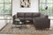 Valencia Artisan Top Grain Leather L-Shape Corner Sectional Sofa, Modern Grey