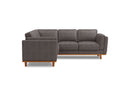 Valencia Artisan Top Grain Leather L-Shape Corner Sectional Sofa, Modern Grey