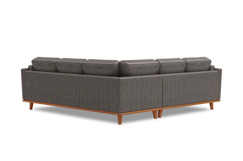 Valencia Artisan Top Grain Leather L-Shape Corner Sectional Sofa, Modern Grey