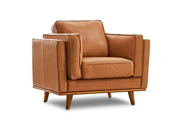 Valencia Artisan Top Grain Leather Accent Chair, Cognac