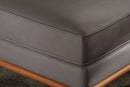 Valencia Artisan Top Grain Leather Ottoman, Modern Grey