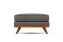 Valencia Artisan Top Grain Leather Ottoman, Modern Grey