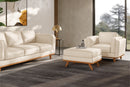 Valencia Artisan Top Grain Leather Ottoman, Beige