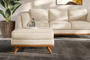 Valencia Artisan Top Grain Leather Ottoman, Beige