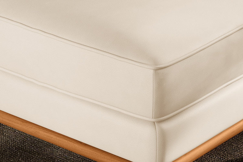 Valencia Artisan Top Grain Leather Ottoman, Beige
