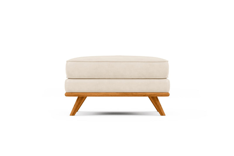 Valencia Artisan Top Grain Leather Ottoman, Beige