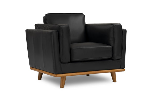 Valencia Artisan Top Grain Leather Accent Chair, Black