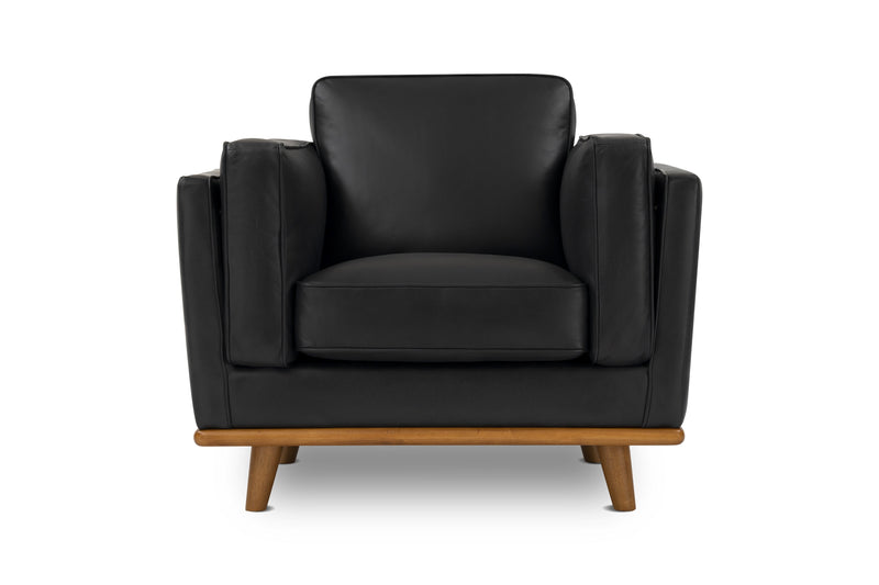 Valencia Artisan Top Grain Leather Accent Chair, Black