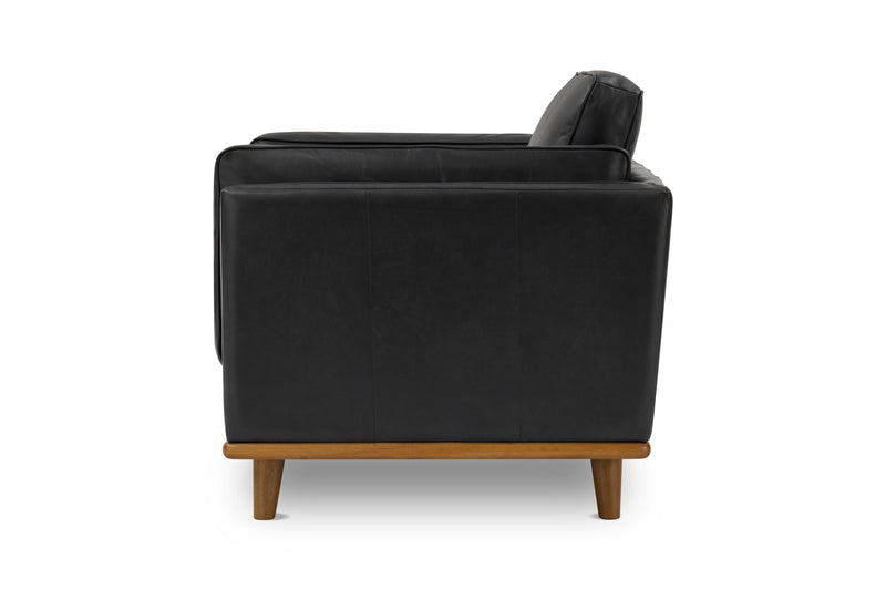 Valencia Artisan Top Grain Leather Accent Chair, Black